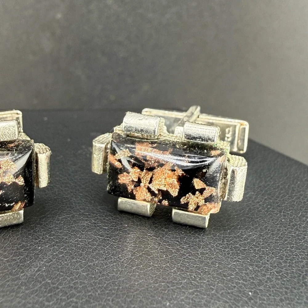 Vintage Cufflinks Confetti Lucite